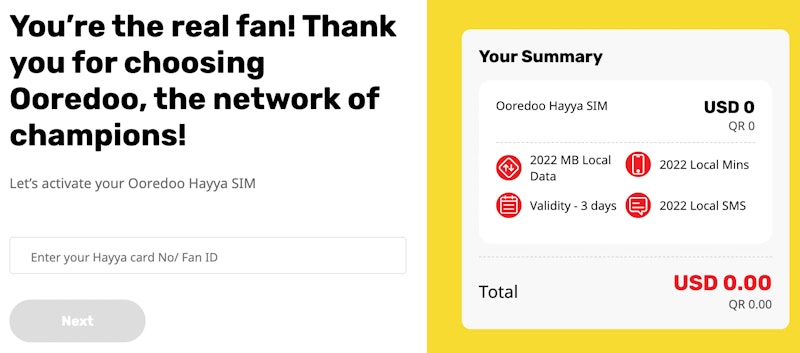 Ooredoo's free eSIM for Qatar