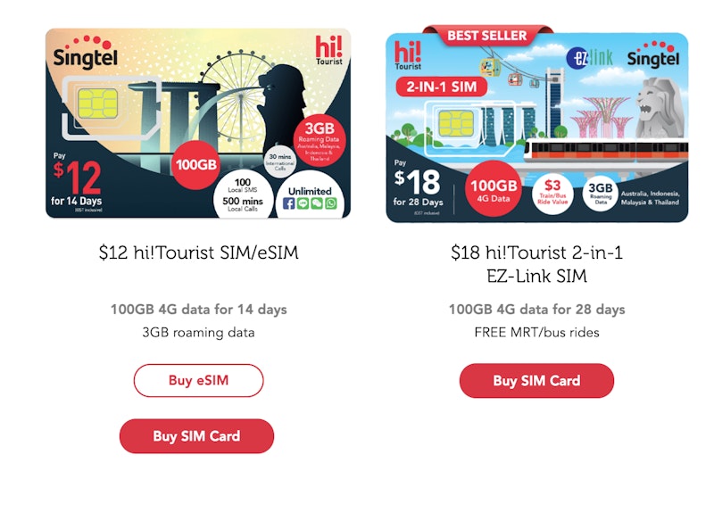 singtel Singapore esim Plans 5G